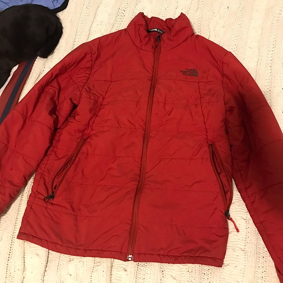 Red North Face Light Puffer Jacket - Picture 1 of 6